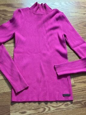 Calvin Klein Pink Ribbed Long Sleeve Mock Neck Sweater  Size M